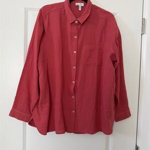 Jessica Simpson Coral Button-Front Gauze Top